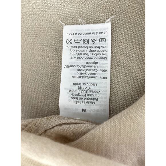J. Crew Shirt Womens Medium Linen Blend Top Collared beige Short Sleeve - Picture 6 of 6